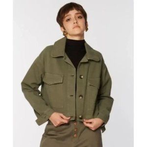 Rita Row Eda Cropped Cotton Jacket in Olive Army Green Khaki